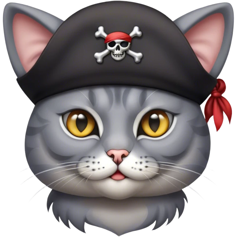 gray cat dressed as pirate emoji