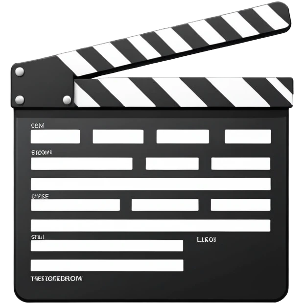 film clapperboard with geometric shape, thin black outlines, single diagonal line, simple design emoji