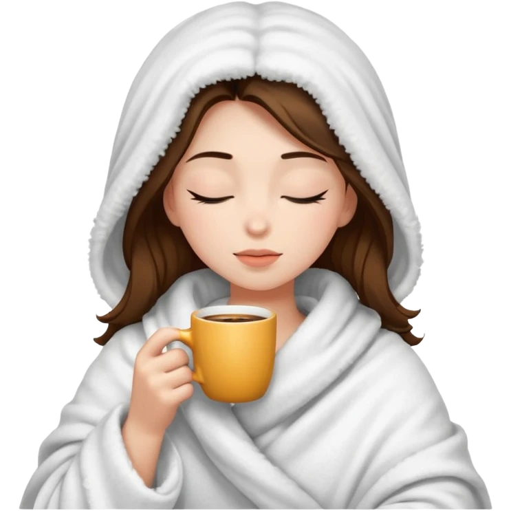 girl inside a blanket sipping coffee eyes closed emoji