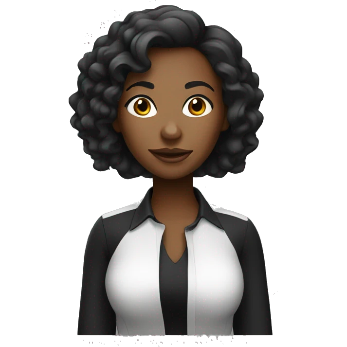 a cartoon looking pretty black woman in black shirt with white background  emoji