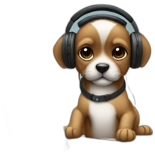 Petit brabancon in headphones at the computer emoji