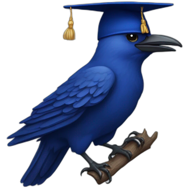 Blue Crow with alumni hat and mantle emoji