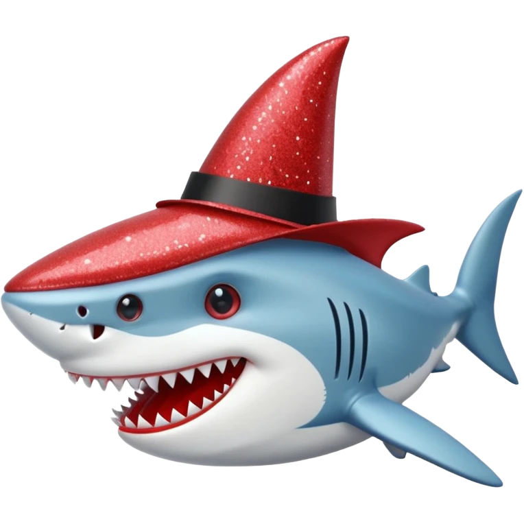 red glitter top hat shark emoji