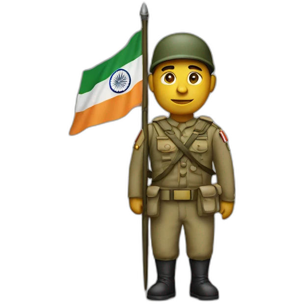 a soldier holding Indian Flag emoji
