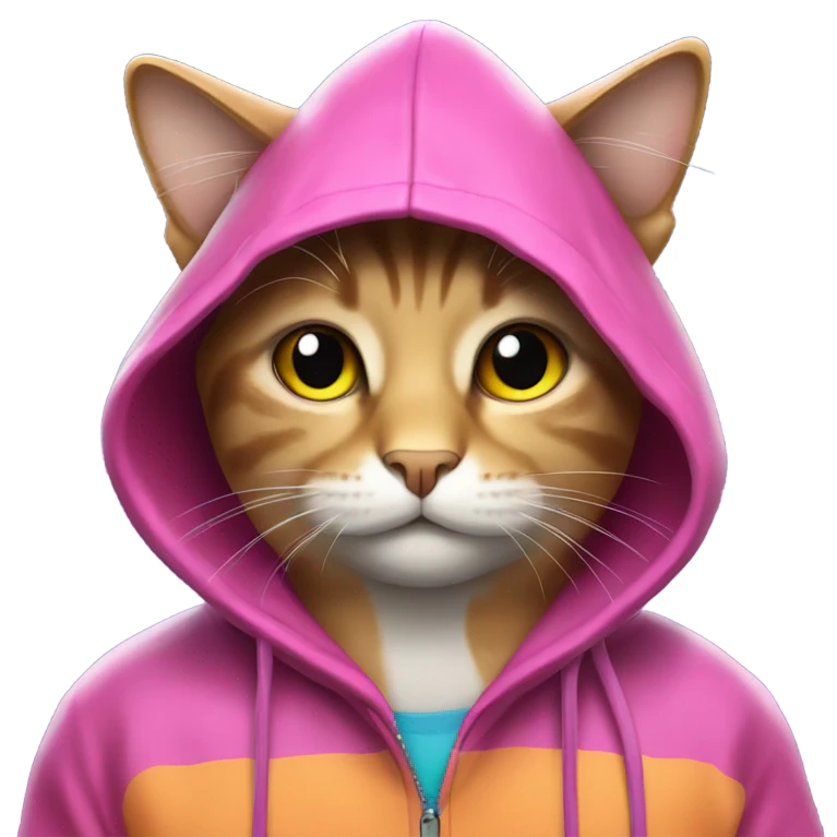 Cat wearing hoodie with rain emoji