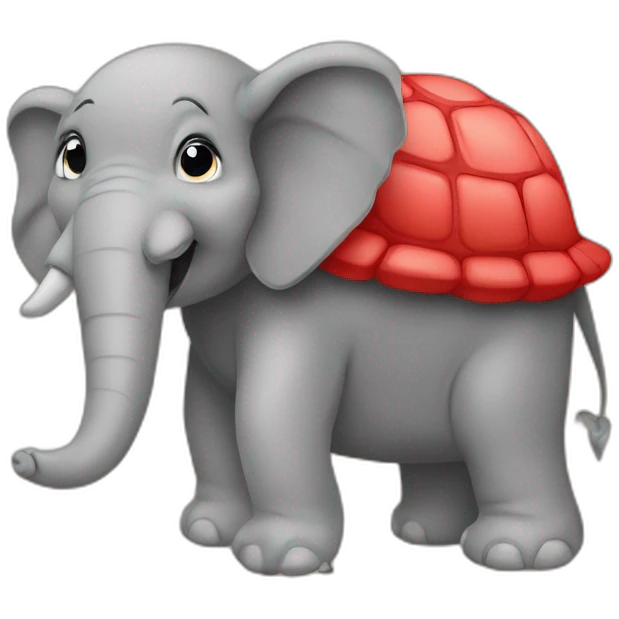 Pile tortue sur élephant rouge emoji