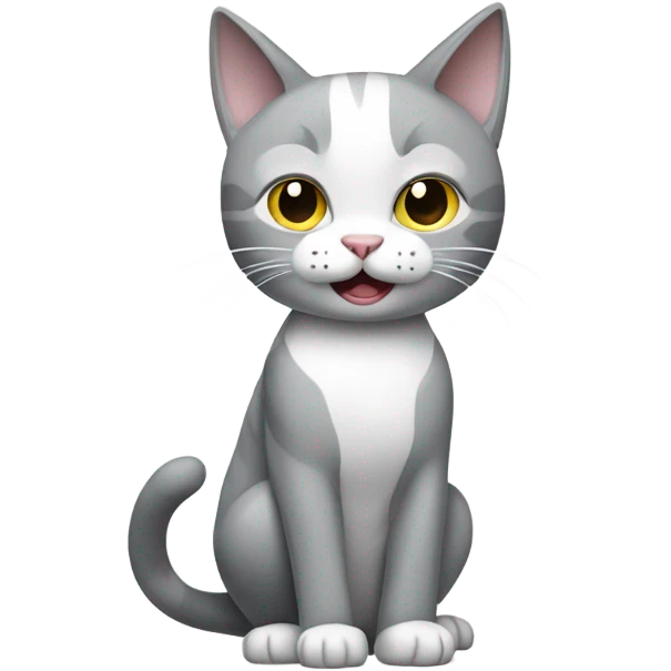 Gray and white cat holding knife emoji