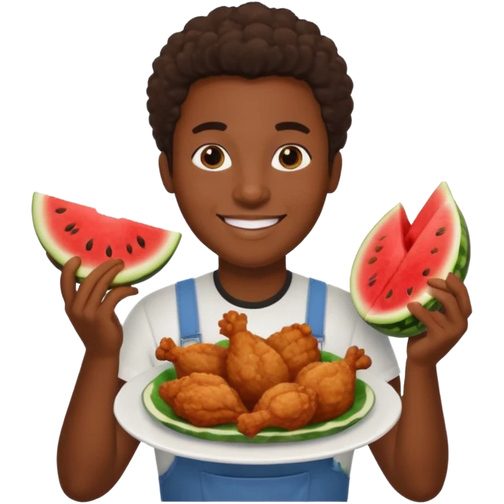black person holding fried chicken and watermelon emoji