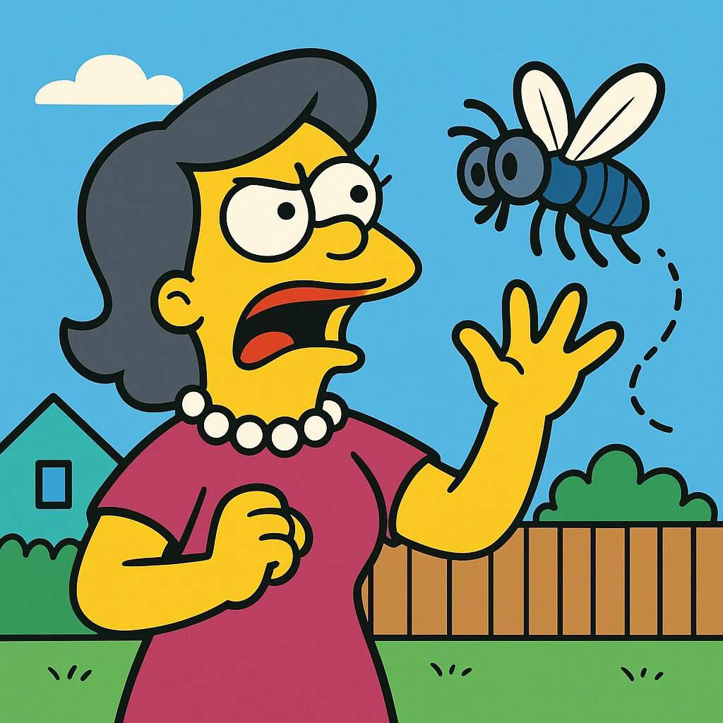 A bothersome nuisance – something or someone that is annoying.
That buzzing fly was a bothersome nuisance during dinner. emoji