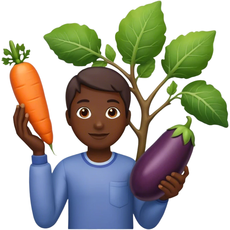eggplant, cucumber, big carrot on a branch emoji