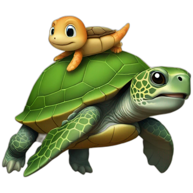 Tortue sur dauphin emoji