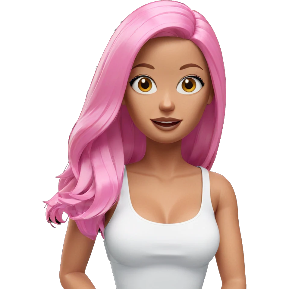 smiling girl with pink hair emoji