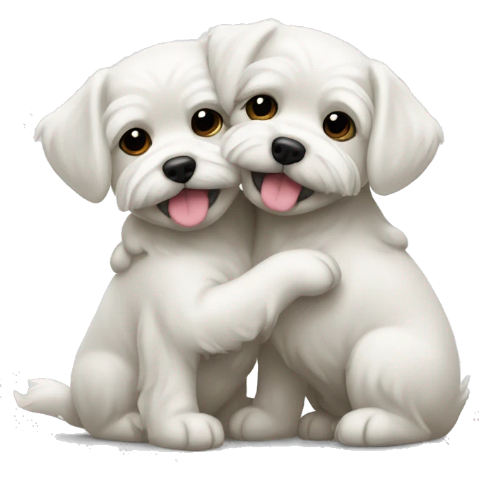 Tow Maltese dogs hugging each other  emoji