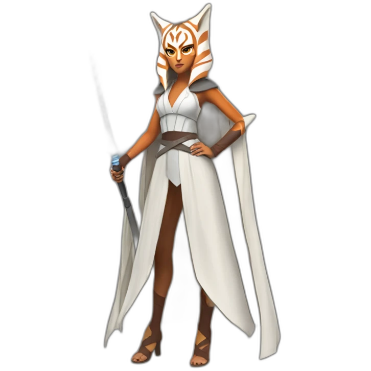 voluptuous ahsoka tano (full body, horns) white cloak emoji