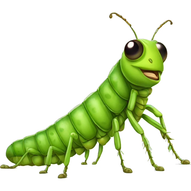 Grasshopper centipede adorable eyes long antennae emoji