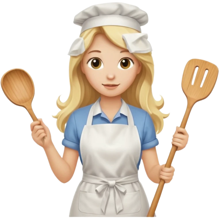 Blonde girl with long hair, cooking , cleaning  emoji