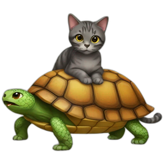 Cat on turtle emoji