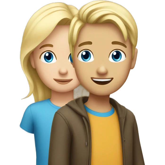 two people talking face to face blond hair blue eyes mom and son emoji