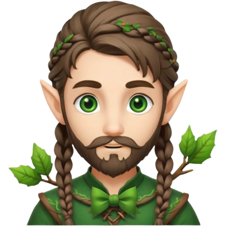 Forest elf with braided beard and bow emoji