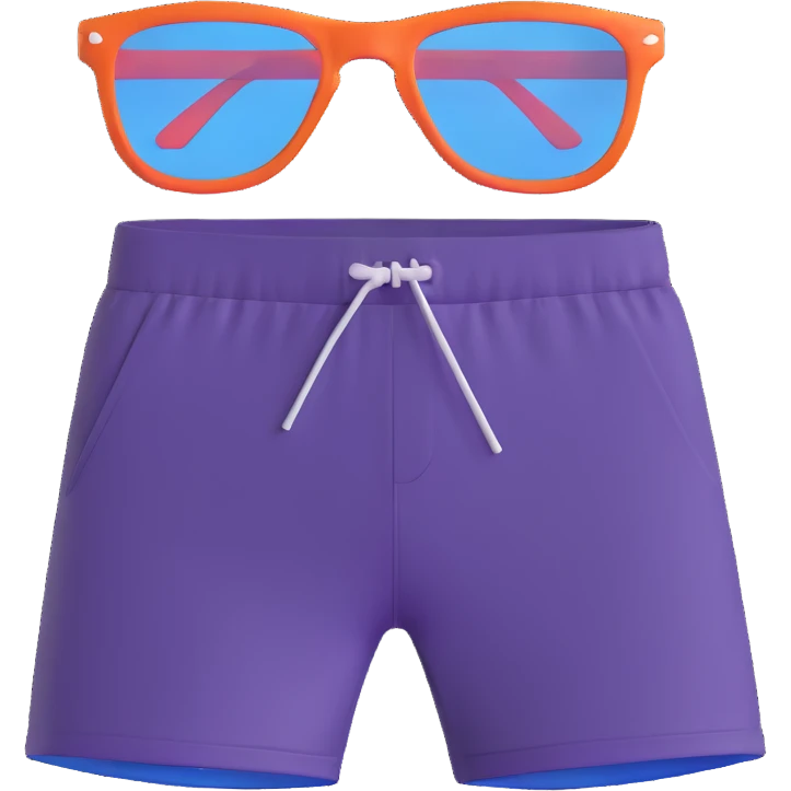 beach swim shorts and separate sunglasses arranged together in same image emoji