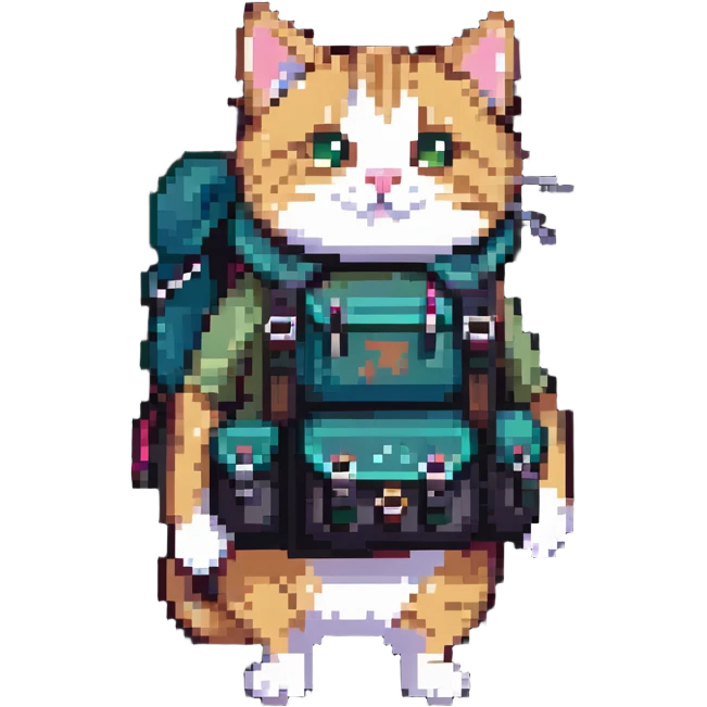 cat wearing a hiking backpack emoji