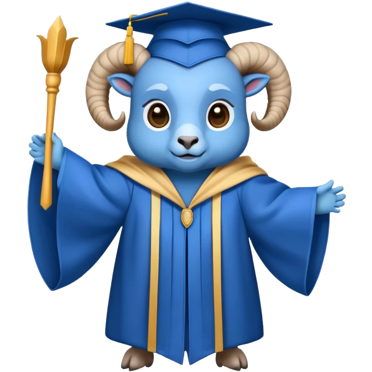 Ram in graduation robes blue emoji