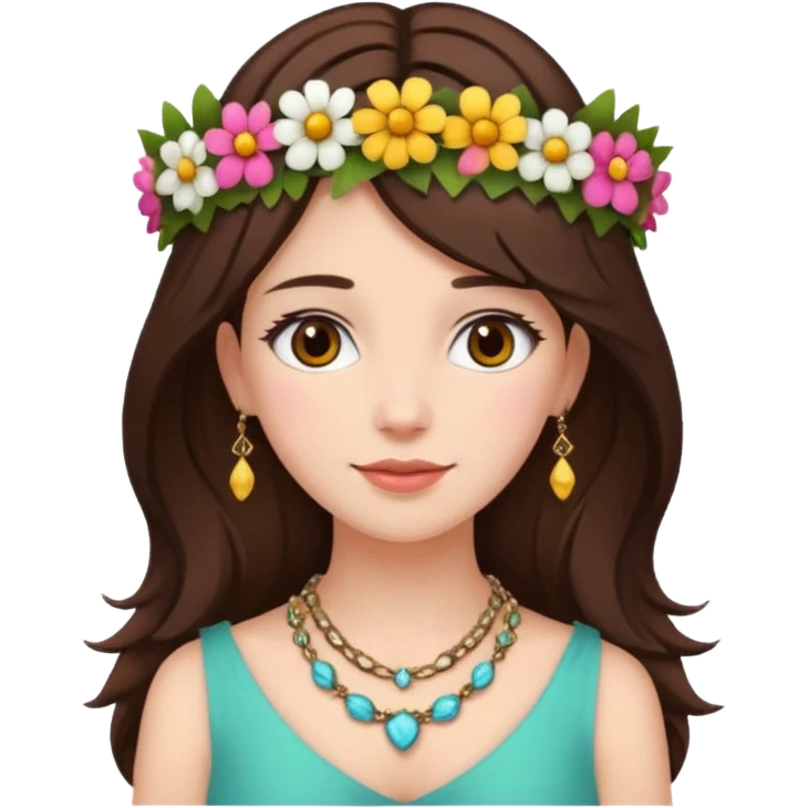 Women brunet with Flower Crown and Necklace emoji