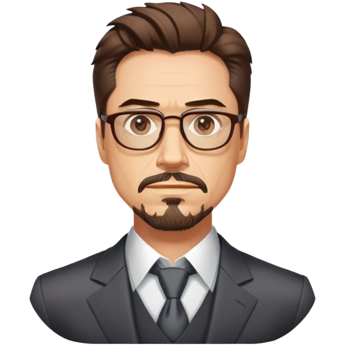 Tony Stark with glasses, goatee, and confident expression emoji