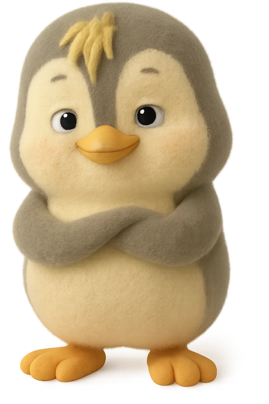Create a penguin character inspired by Masha and the Bear in a flocked toys style with a transparent background. emoji