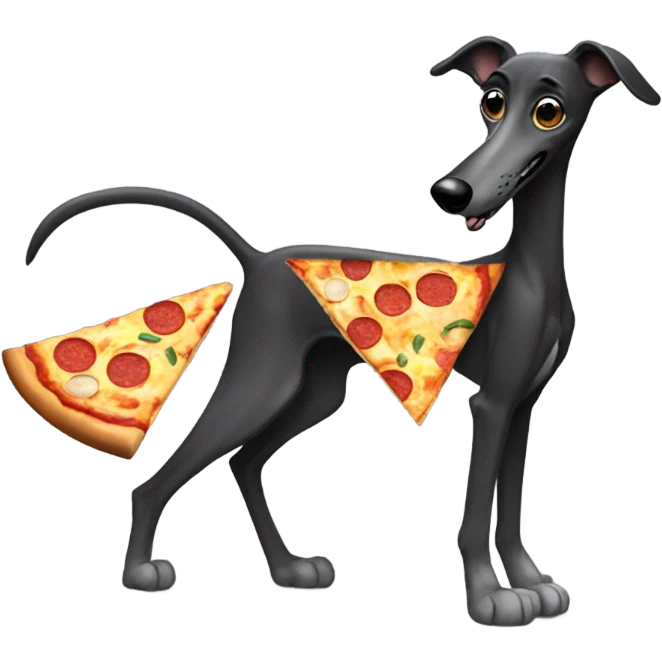 Black greyhound eating pizza emoji