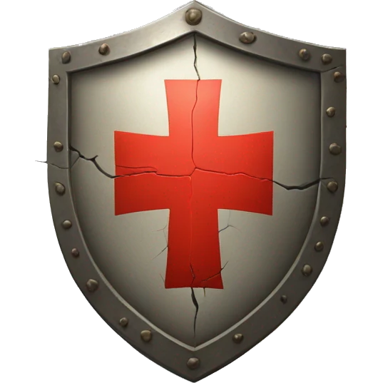 shield with a crack and red cross on it emoji