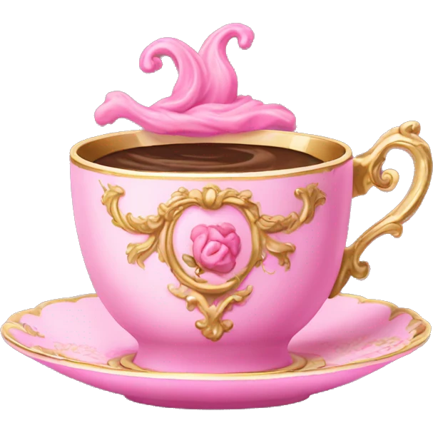 pink vintage rococo coffee cup  emoji