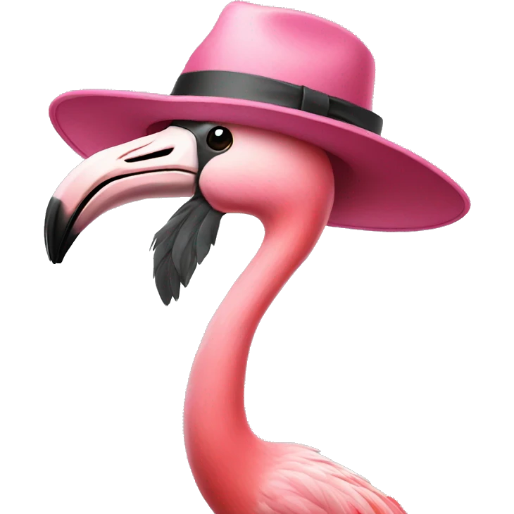Flamingo with a hat emoji