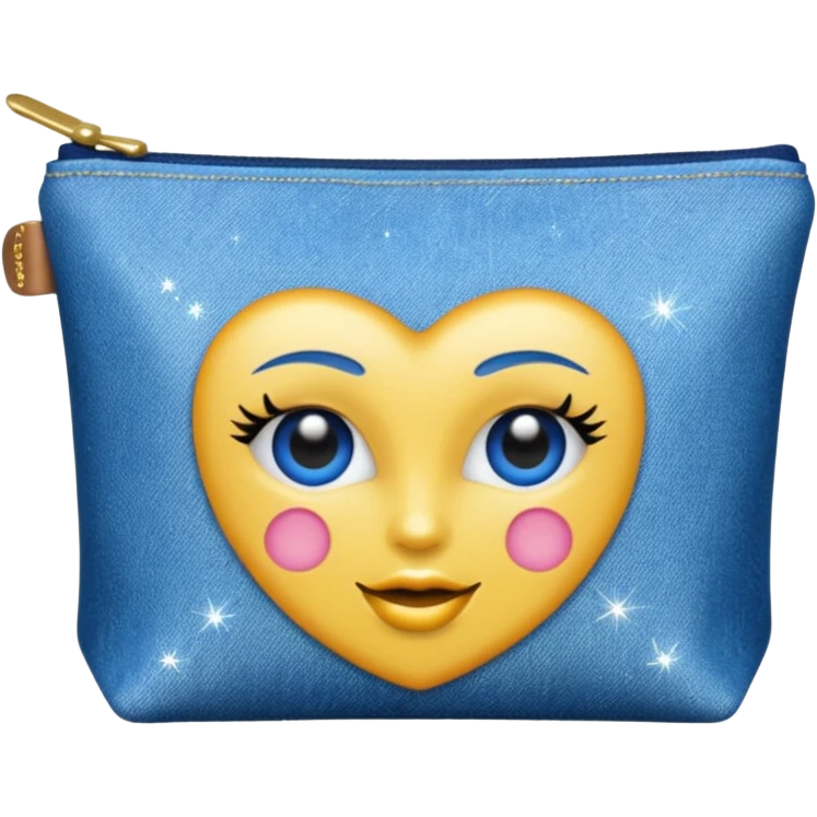 Denim cosmetic bag glittery emoji