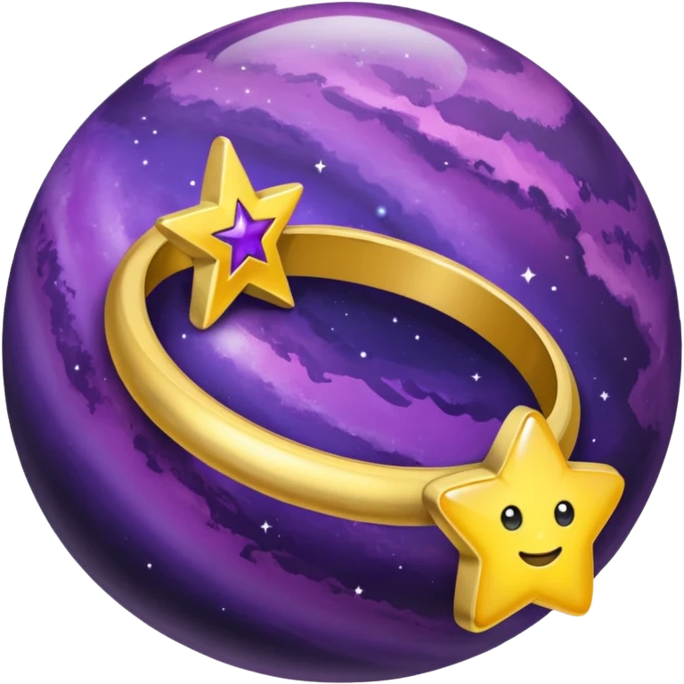 Purple planet, yellow star rings emoji