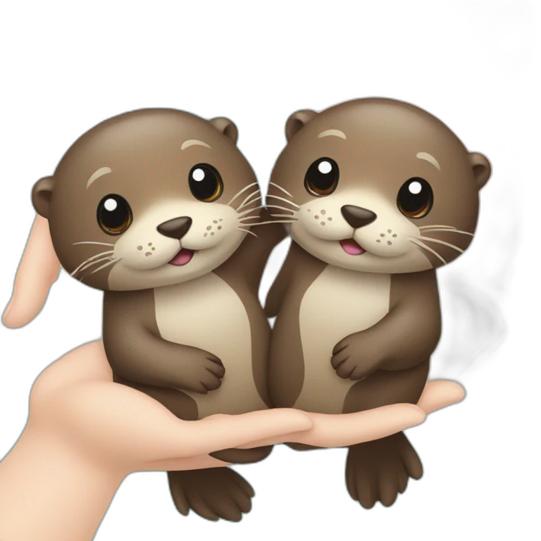 two otters holding hands in the water emoji