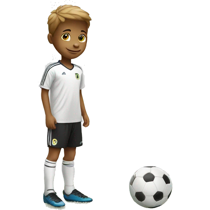 Kid white with soccer emoji