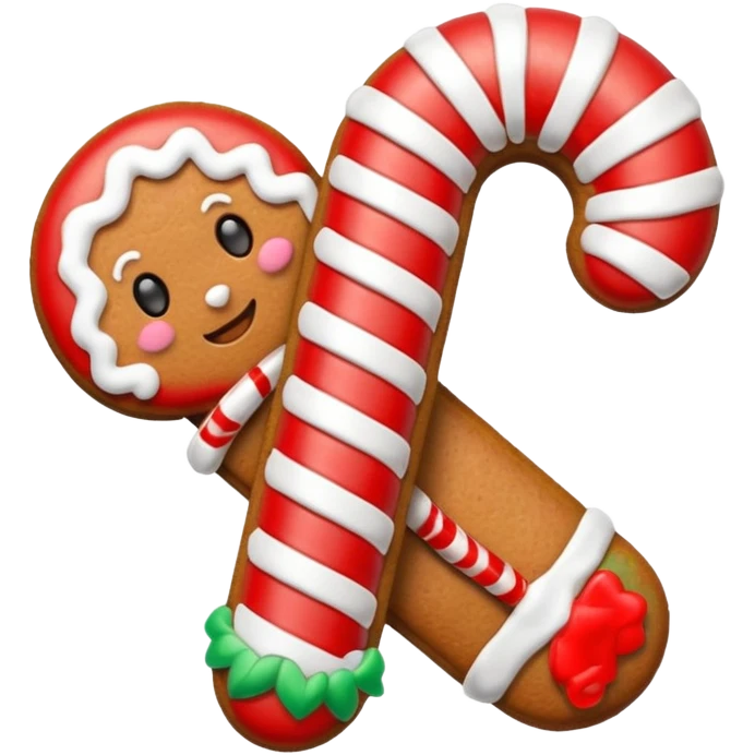 gingerbread cookie in candy cane shape emoji