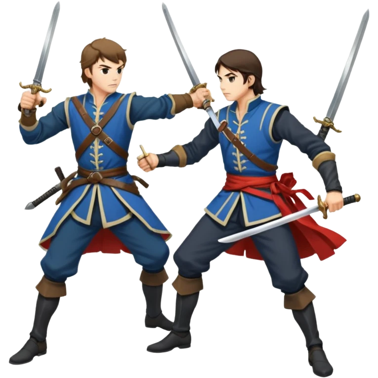 two men fighting a duel with swords emoji