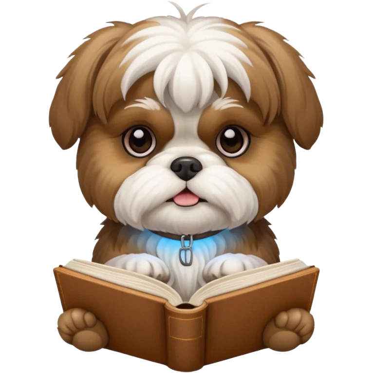 Shih tzu reading a book emoji