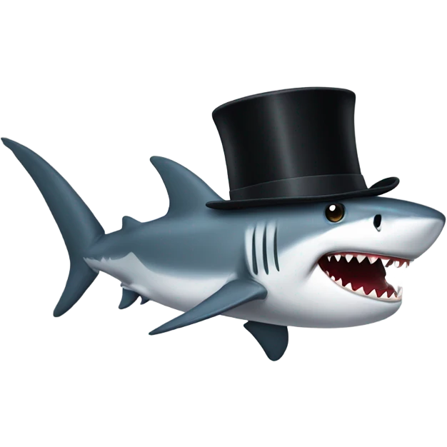 Shark with a top hat emoji