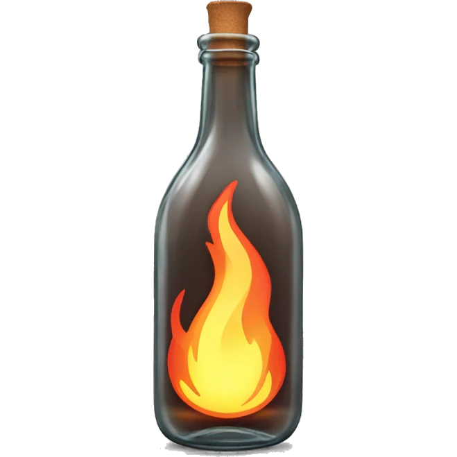 Glass bottle with fire out of spout emoji