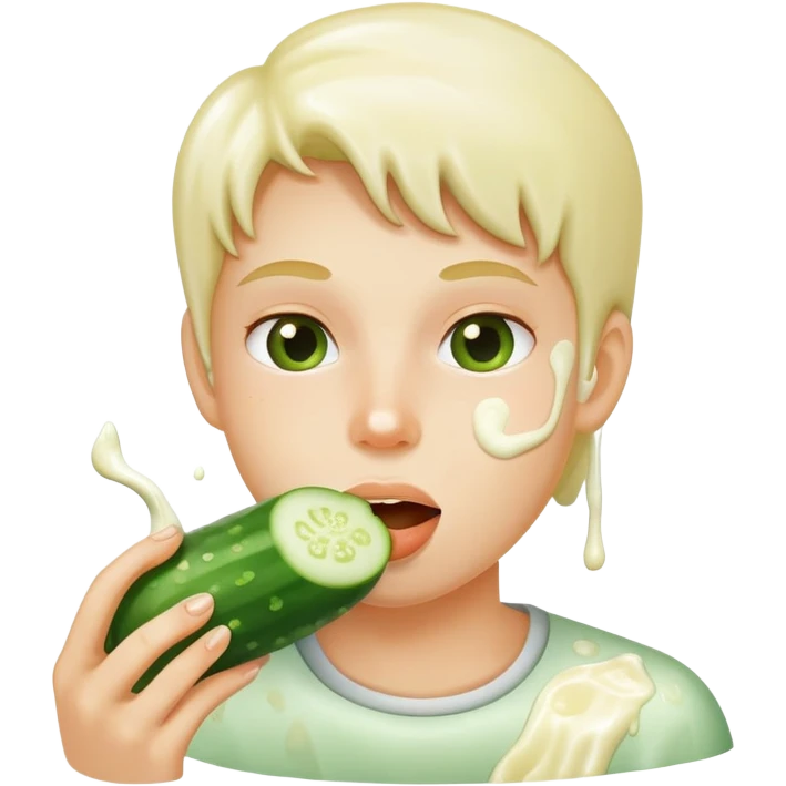 eating a cucumber covered in milk emoji