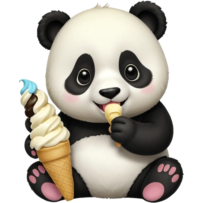 Panda eating ice cream emoji