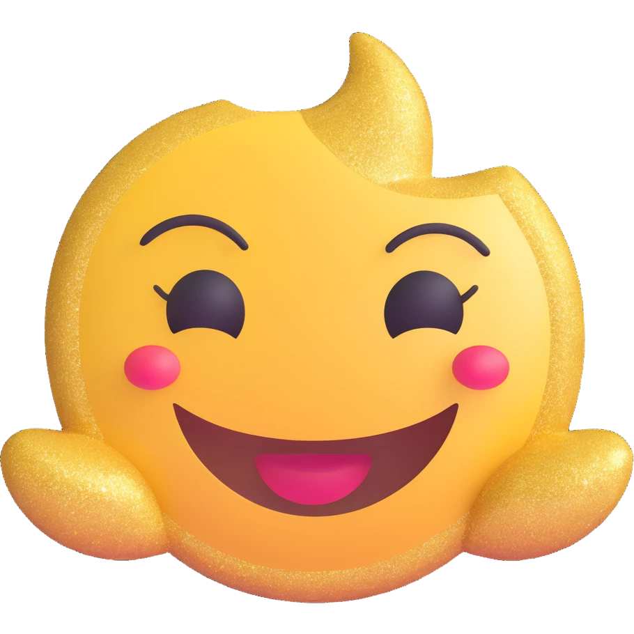 happy face with glitters emoji