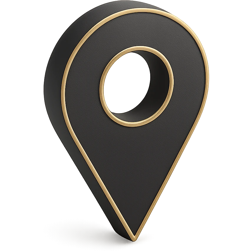 a location pin icon in 3D black style emoji