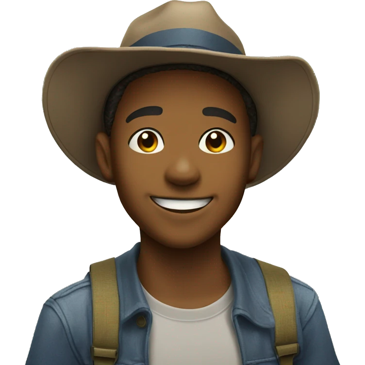 smiling boy in hat outdoors emoji