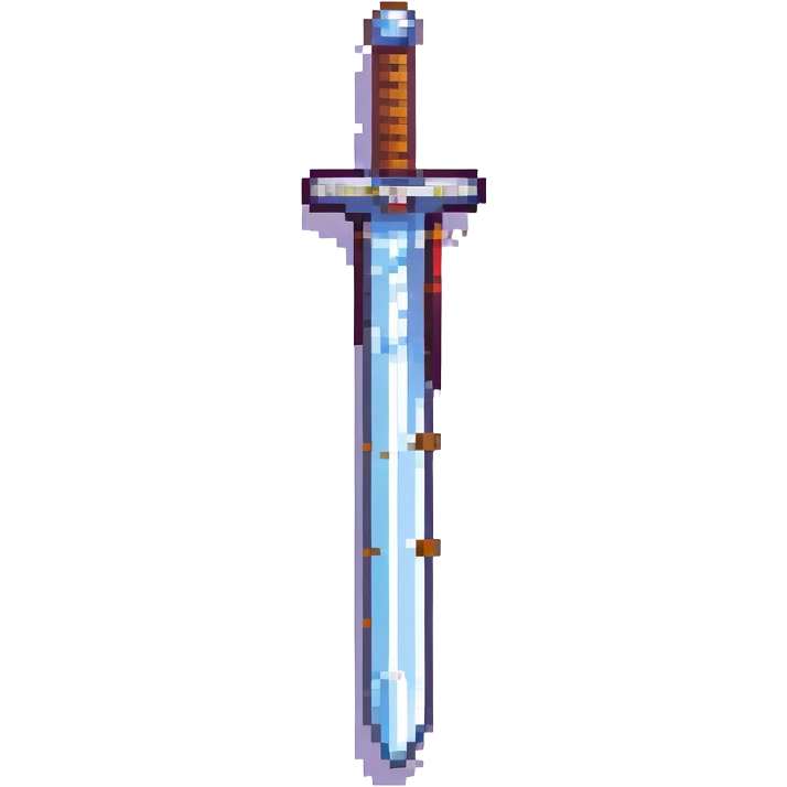 Rotate the sword 270 degrees and make it larger, keep 8-bit pixel art style, transparent background. emoji