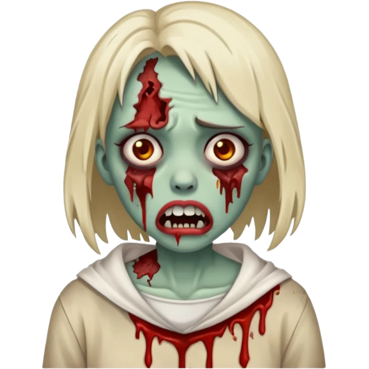 make a zombie girl with a droopy ruined mouth emoji