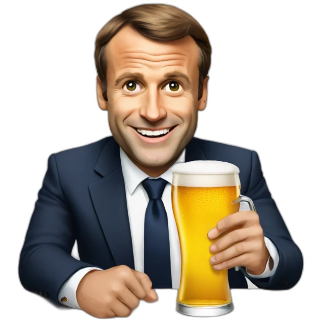 Emanuel macron cheer a beer emoji